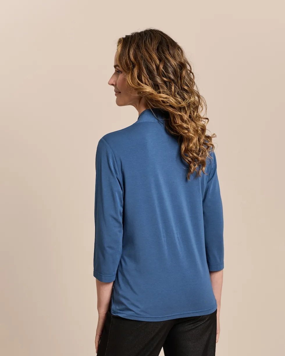 Shirt mit angeschnittenem Stehkragen