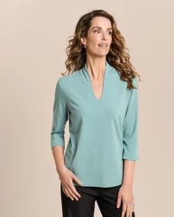 Shirt mit angeschnittenem Stehkragen