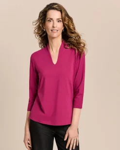 Shirt mit angeschnittenem Stehkragen