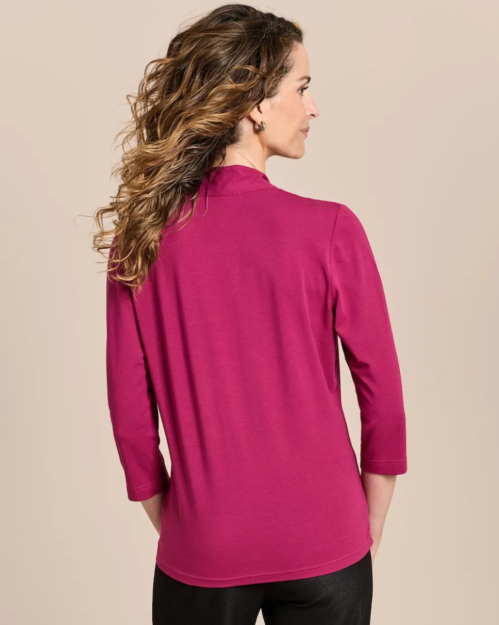 Shirt mit angeschnittenem Stehkragen