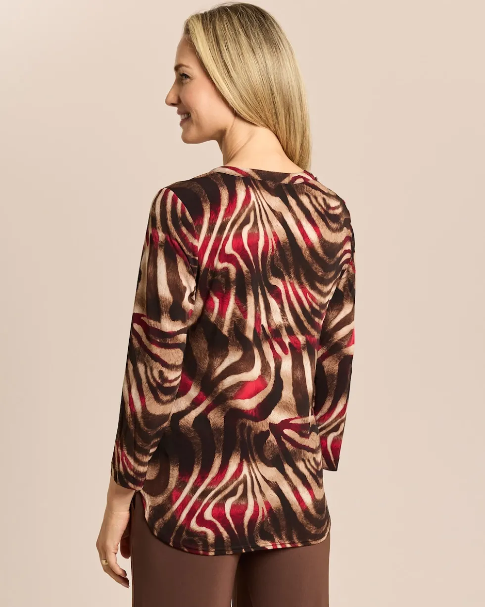 Shirt mit Animaldruck und Reißverschluss