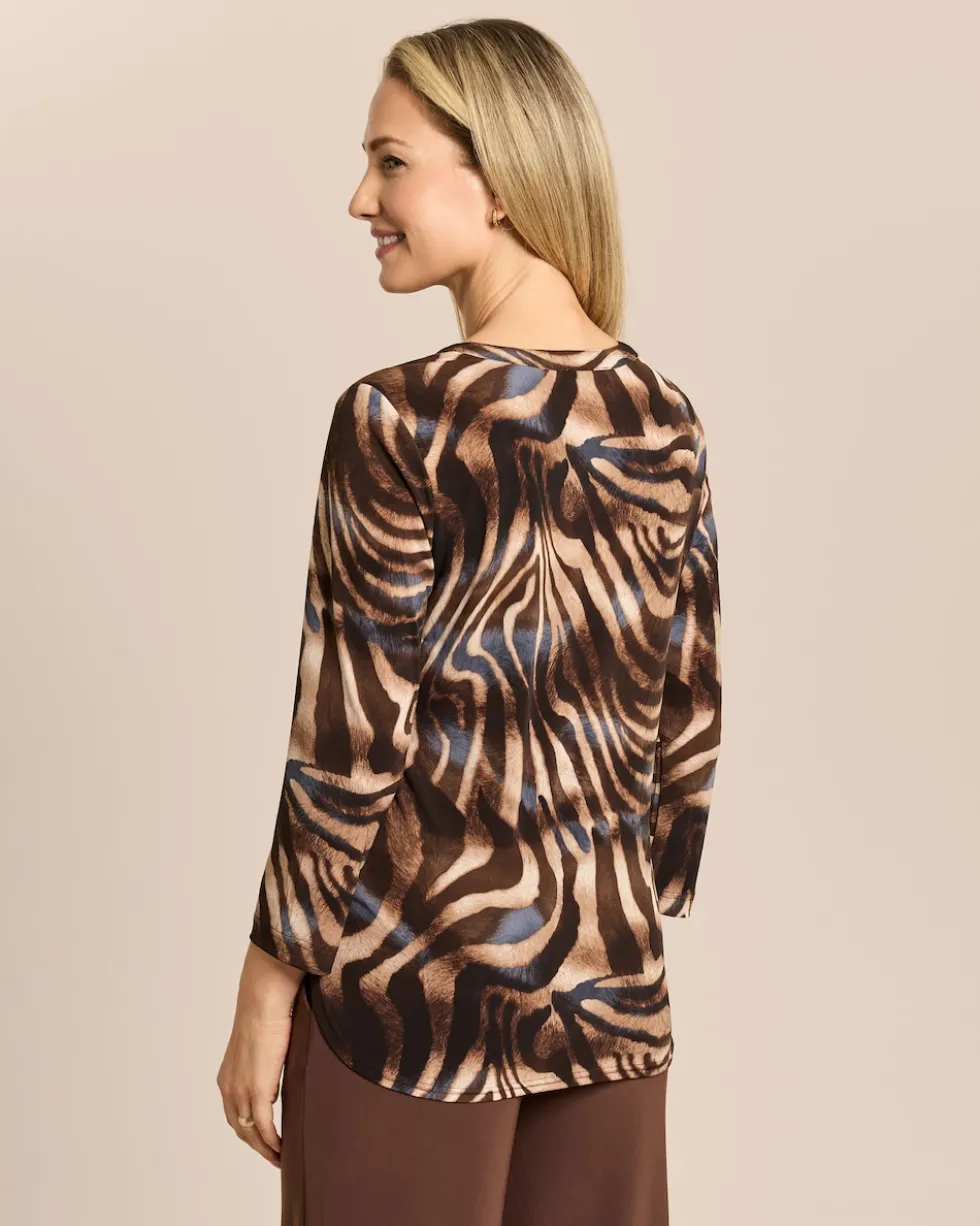 Shirt mit Animaldruck und Reißverschluss