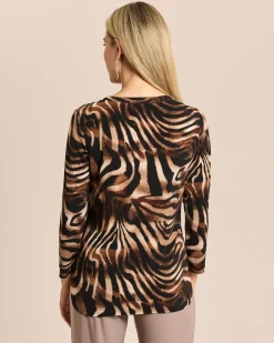 Shirt mit Animaldruck und Reißverschluss