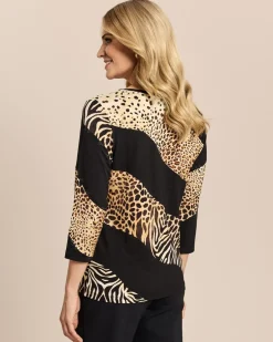 Shirt mit Animalprint und Strass