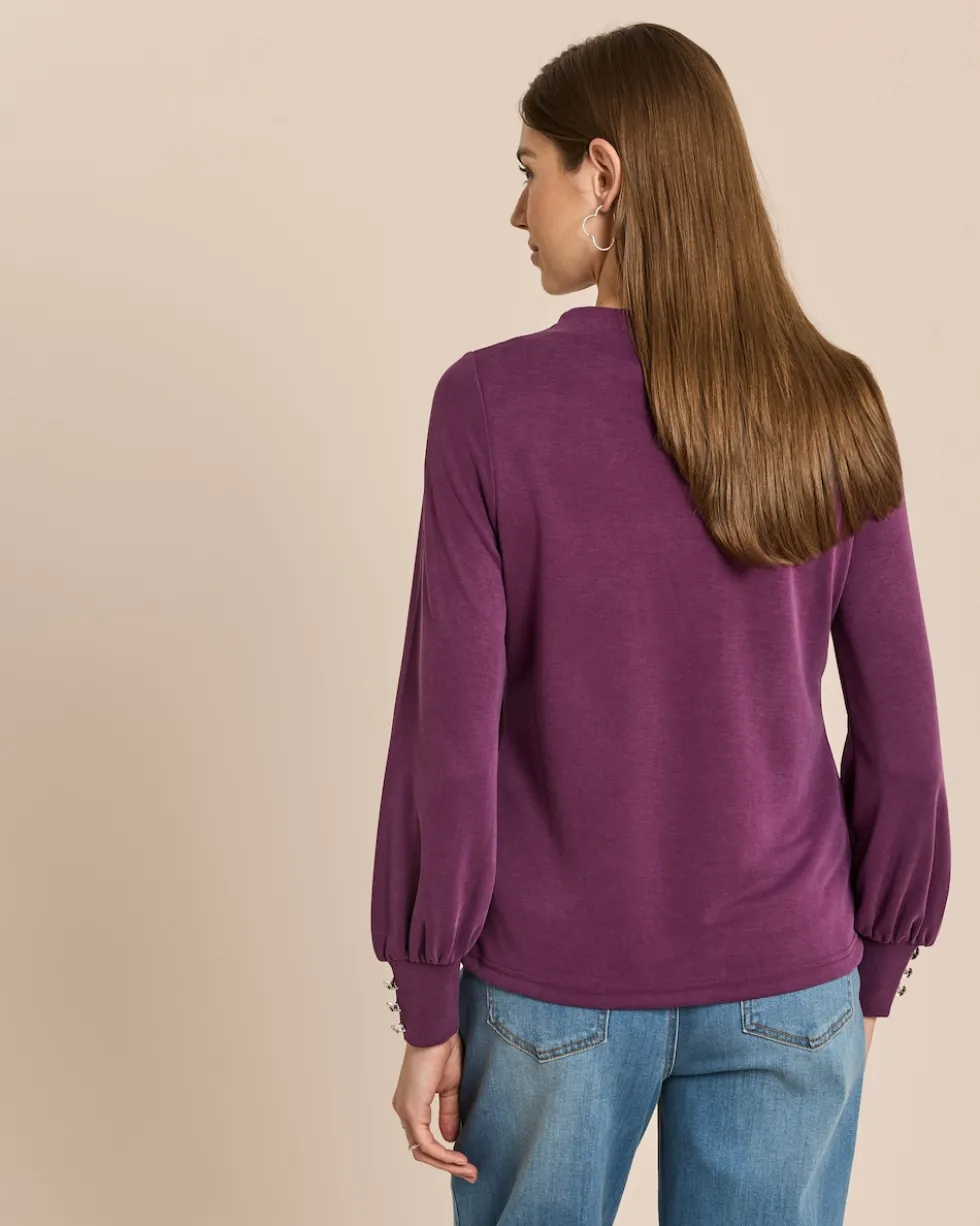Shirt mit Ballonarm und Zierknöpfen