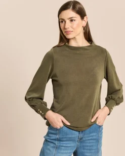 Shirt mit Ballonarm und Zierknöpfen