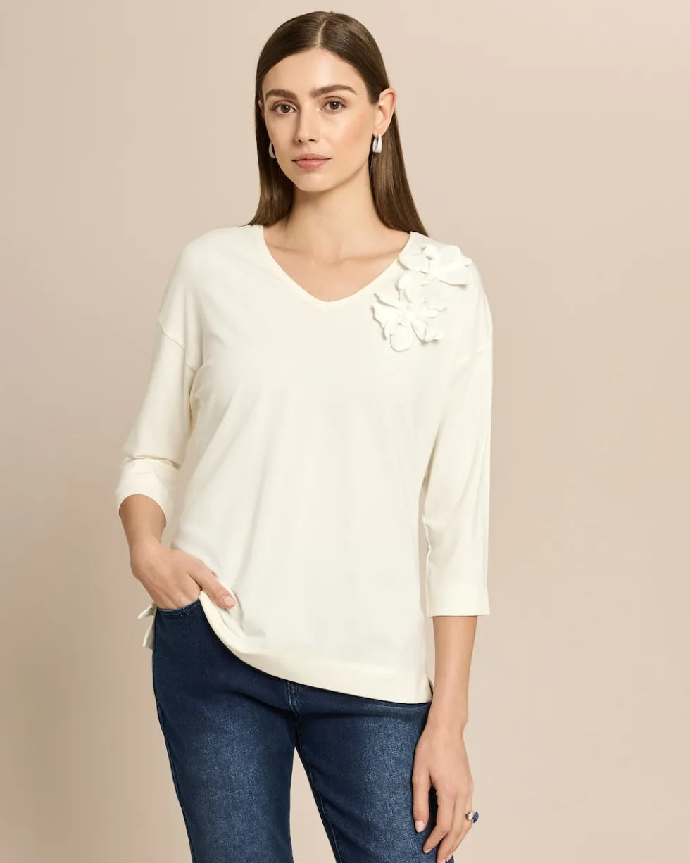 Shirt mit Blumenapplikation