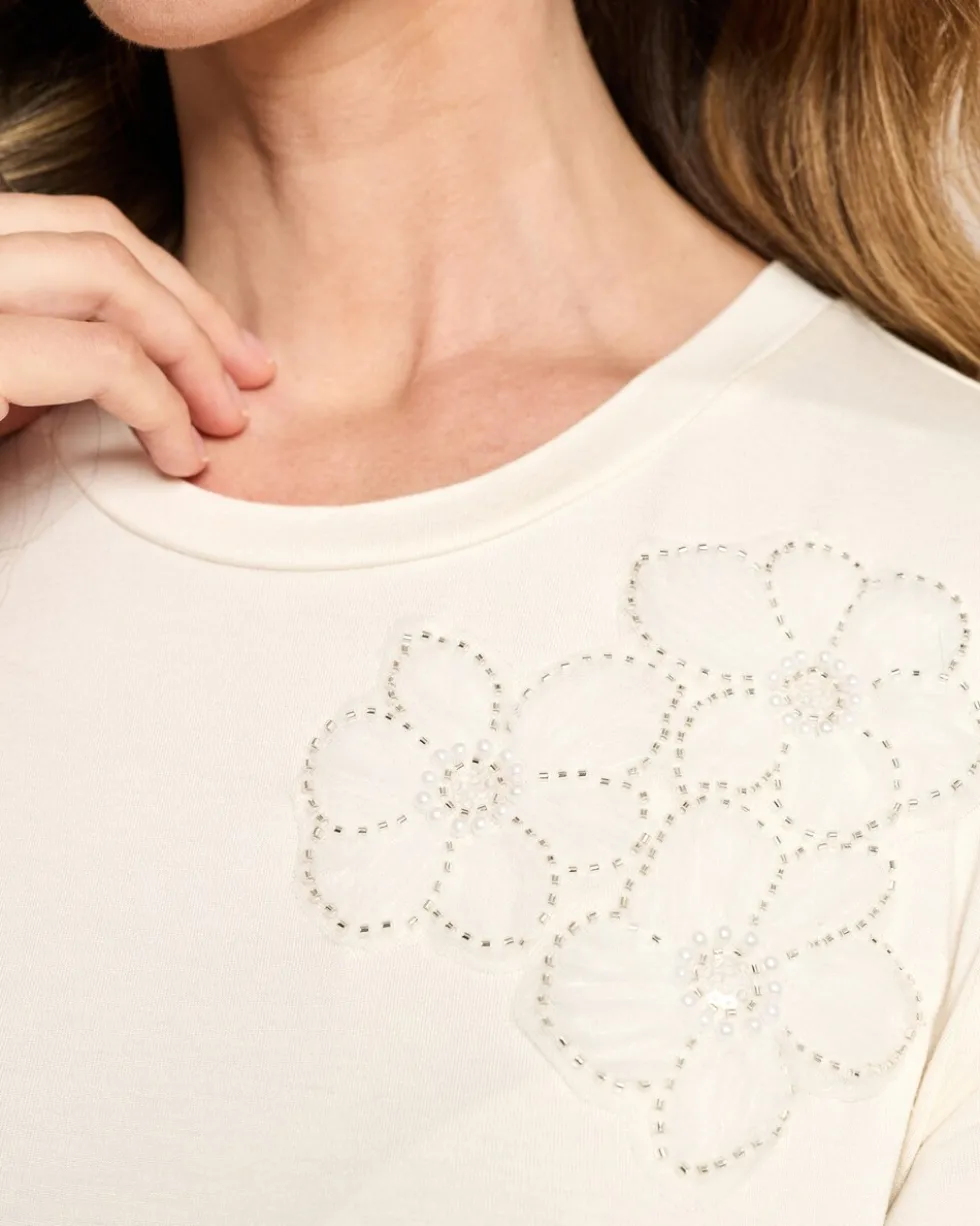 Shirt mit Blumen-Dekoration