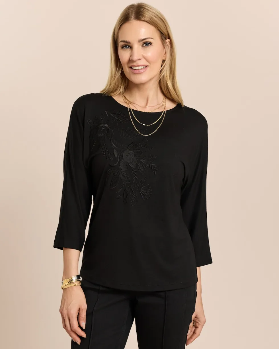 Shirt mit Blumenstickerei