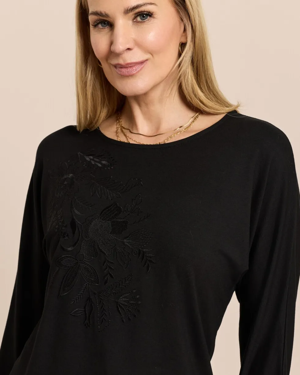 Shirt mit Blumenstickerei