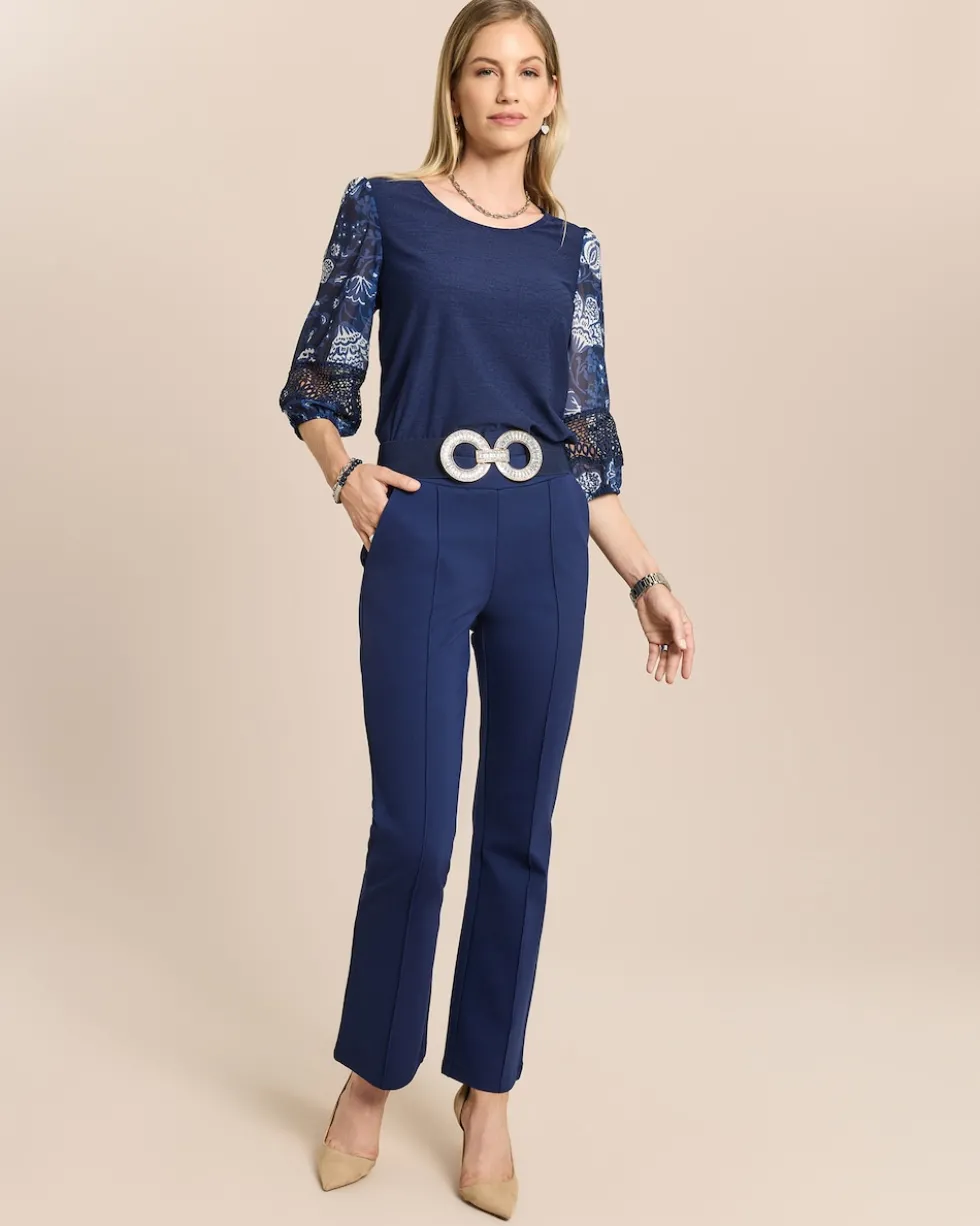 Shirt mit Chiffonärmel und Häkelspitze