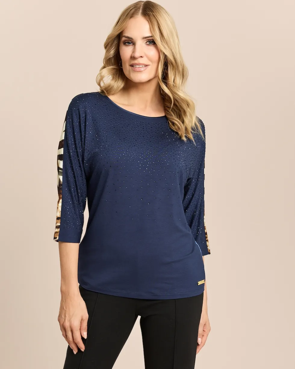Shirt mit Exklusivdruck und Strass