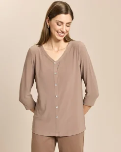 Shirt mit Knopfleiste Schmuckknöpfe