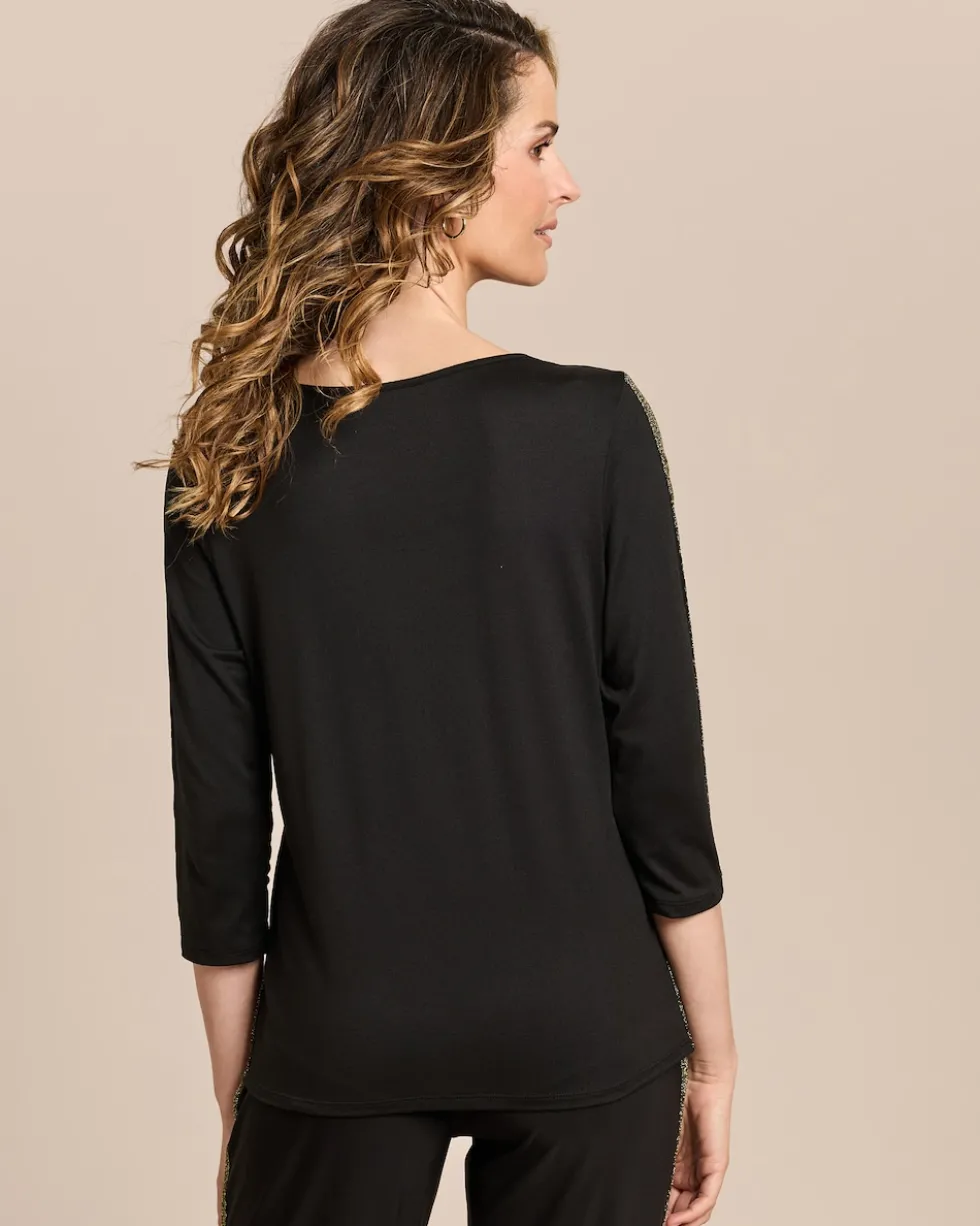 Shirt mit Leo-Print und Deko-Streifen