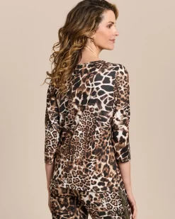 Shirt mit Leo-Print und Deko-Streifen