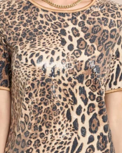 Shirt mit Leo-Print und Pailletten
