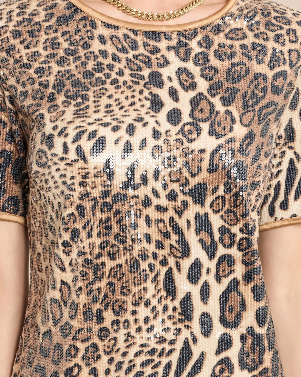 Shirt mit Leo-Print und Pailletten