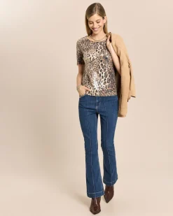 Shirt mit Leo-Print und Pailletten