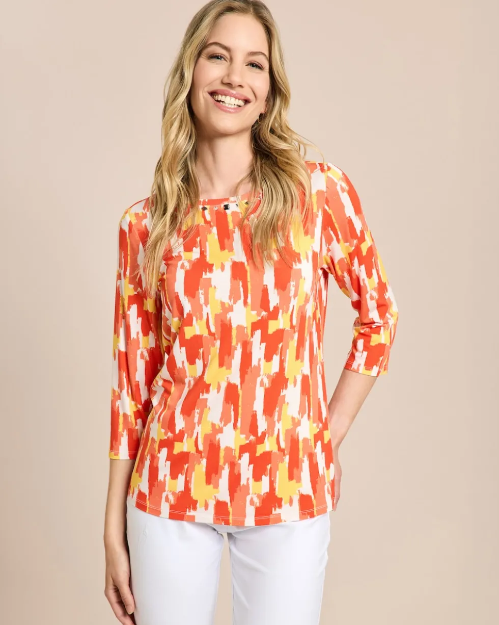 Shirt mit Perlen-Deko am Ausschnitt