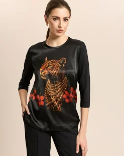 Shirt mit Print und Seidenfront