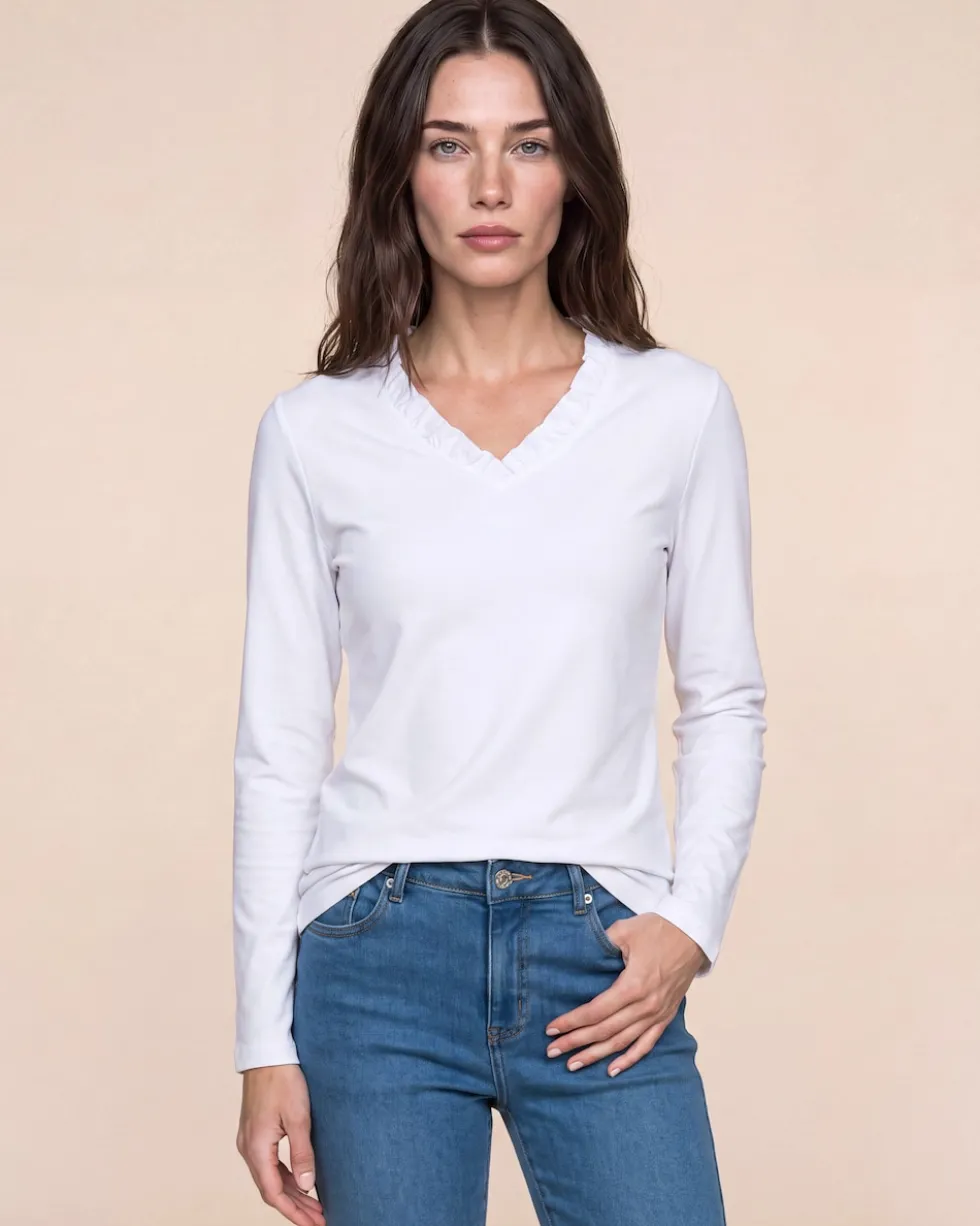 Shirt mit Rüschenkante am Kragen