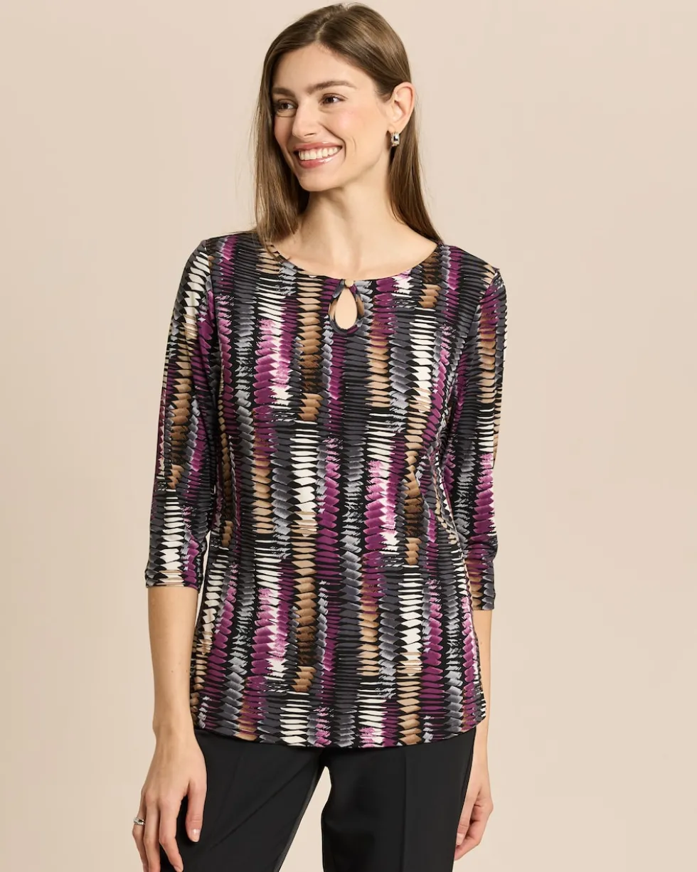 Shirt mit Rundhalsausschnitt, Key-Hole und Druck