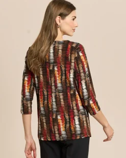 Shirt mit Rundhalsausschnitt, Key-Hole und Druck