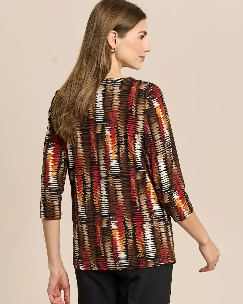 Shirt mit Rundhalsausschnitt, Key-Hole und Druck
