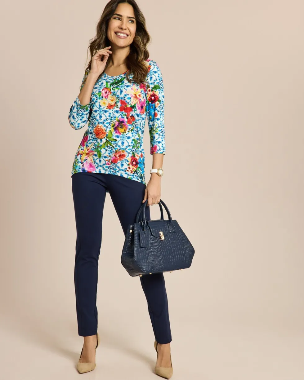 Shirt mit Schößchen und Blumendruck