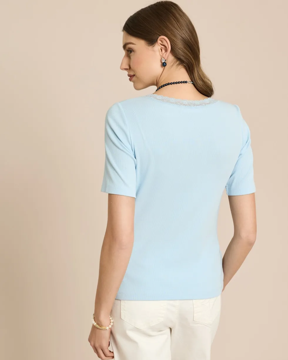 Shirt mit Spitzenbesatz