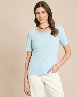 Shirt mit Spitzenbesatz