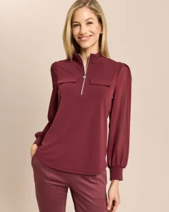 Shirt mit Stehkragen und Meshärmel