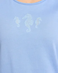 Shirt mit Stickereien und Strassapplikationen