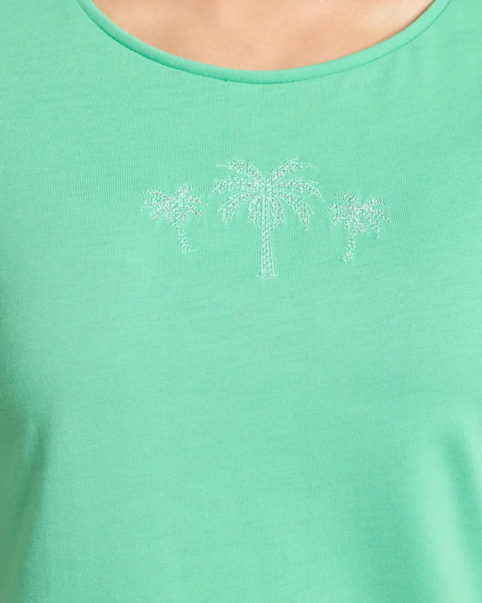 Shirt mit Stickereien und Strassapplikationen