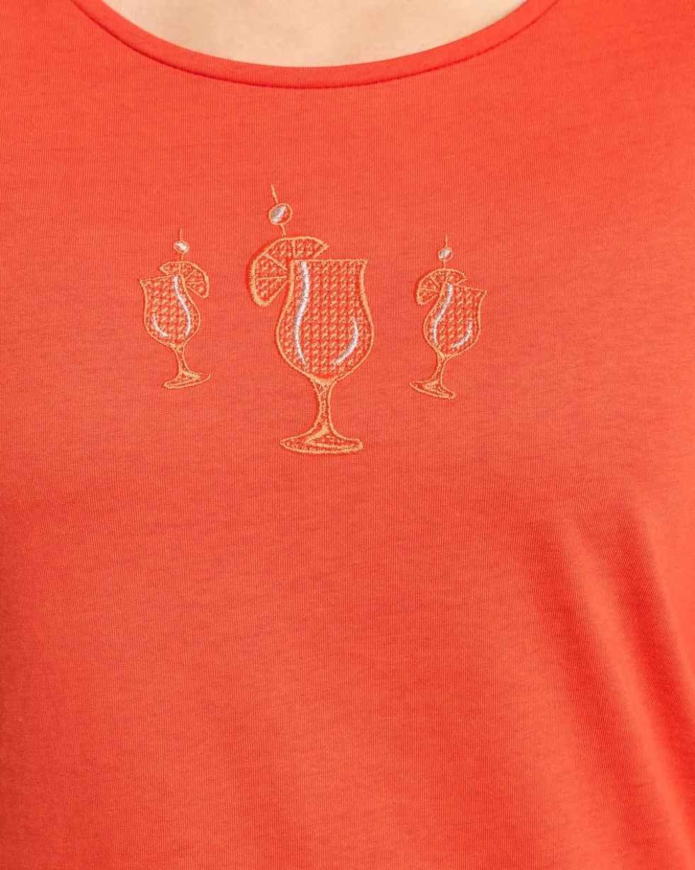 Shirt mit Stickereien und Strassapplikationen