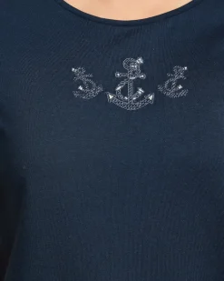 Shirt mit Stickereien und Strassapplikationen