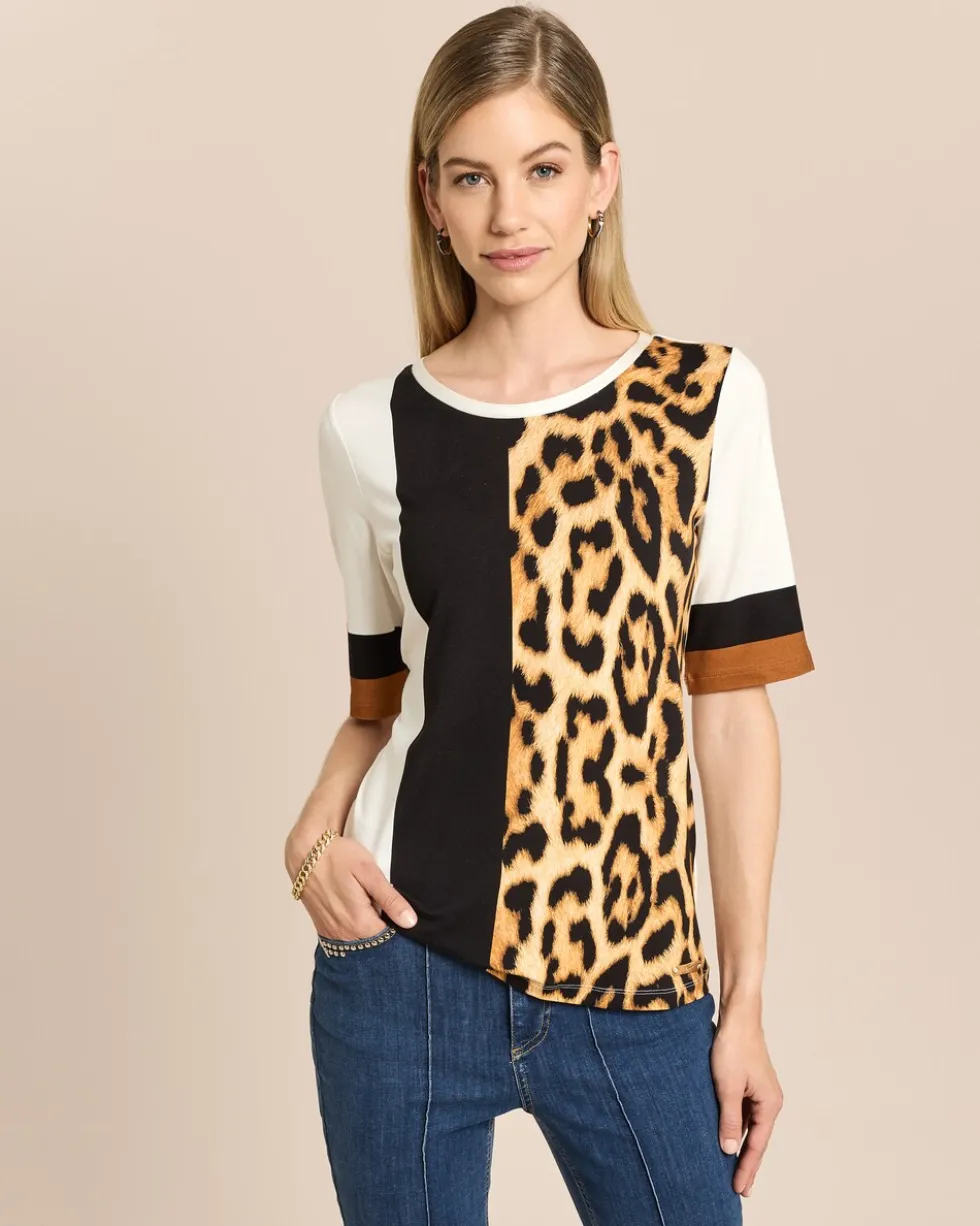Shirt mit Streifen und Leoprint