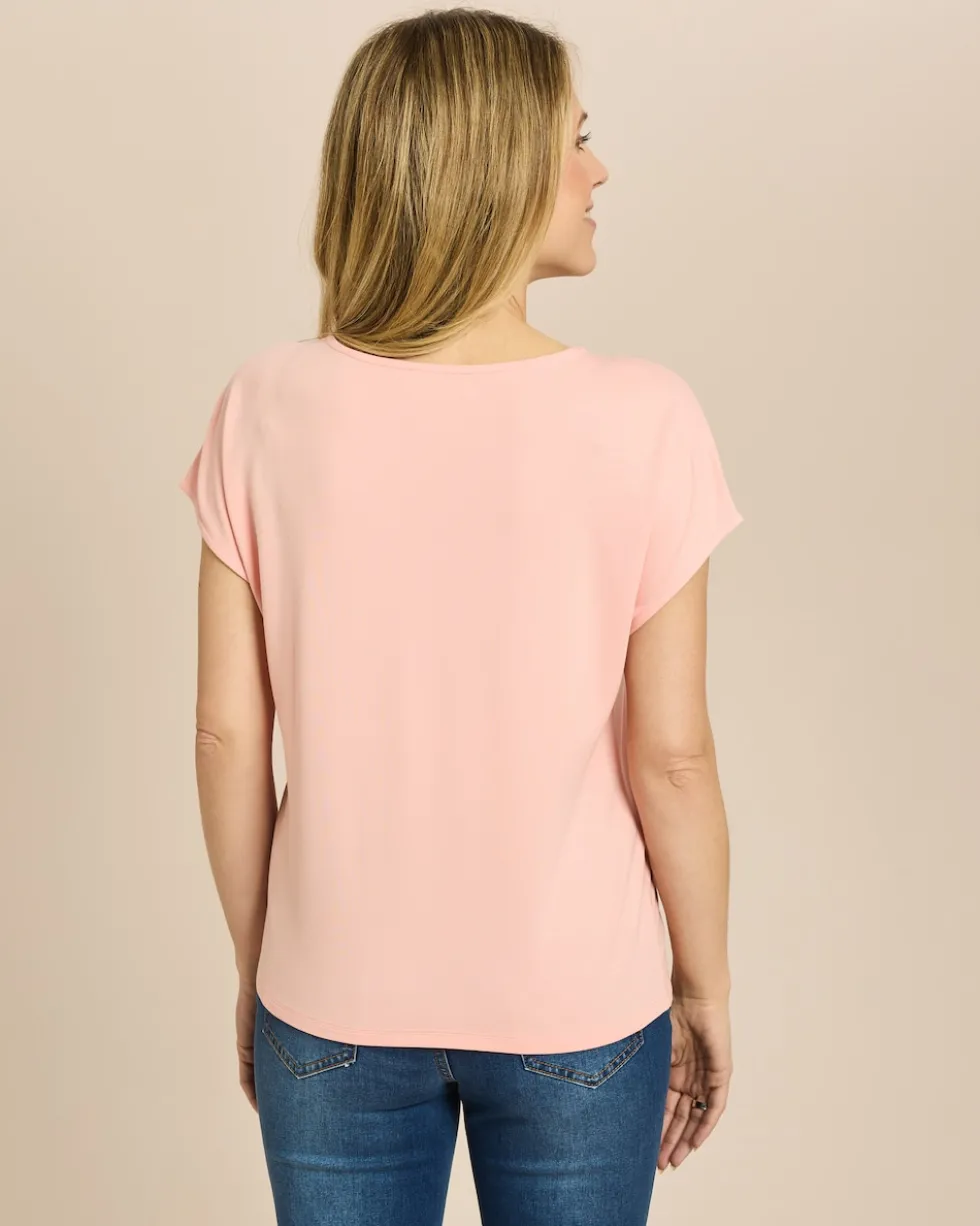 Shirt mit tonaler Blütenstickerei