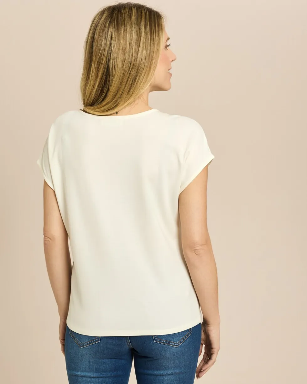 Shirt mit tonaler Blütenstickerei