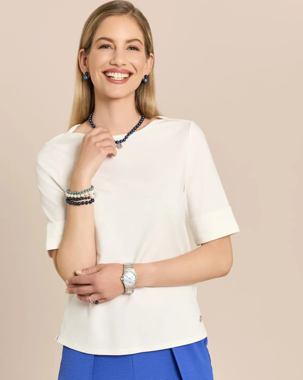 Shirt mit U-Boot-Ausschnitt
