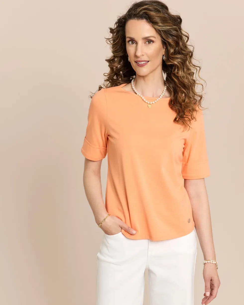 Shirt mit U-Boot-Ausschnitt