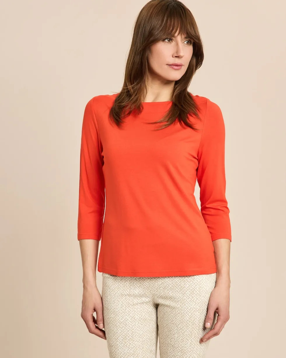 Shirt mit U-Boot-Ausschnitt
