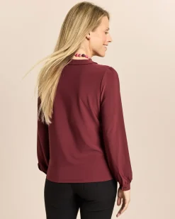 Shirt mit V-Ausschnitt und Blende
