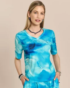 Shirt mit V-Ausschnitt und Druck