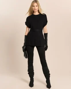 Skinny Veloursimitat Hose mit Ponte
