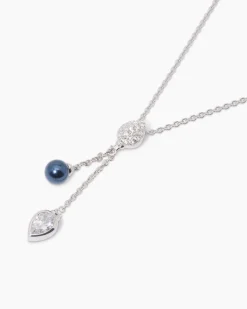 Slidercollier mit Muschelkernperle und Zirkonia
