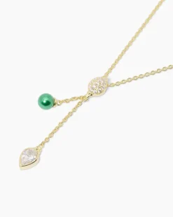 Slidercollier mit Muschelkernperle und Zirkonia