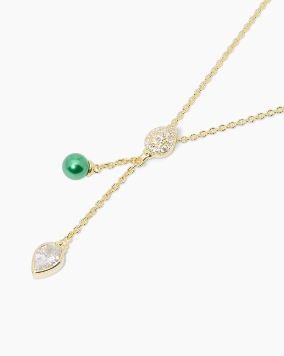 Slidercollier mit Muschelkernperle und Zirkonia