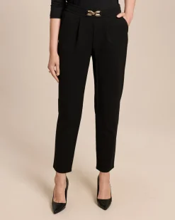 Slim Fit Hose mit Dekoelement am Bund