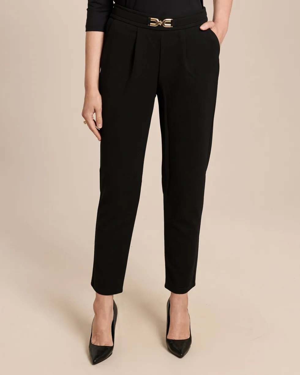 Slim Fit Hose mit Dekoelement am Bund